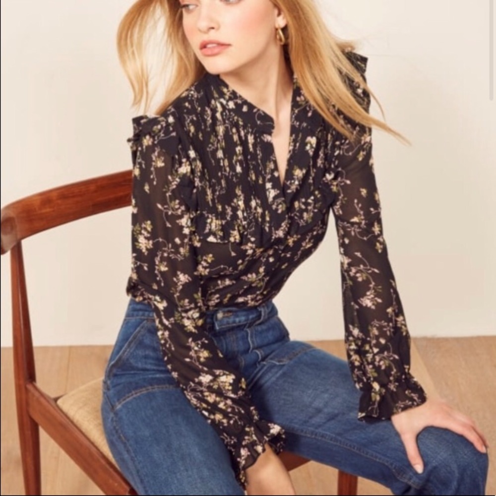 Reformation Charly Floral Button Down Blouse